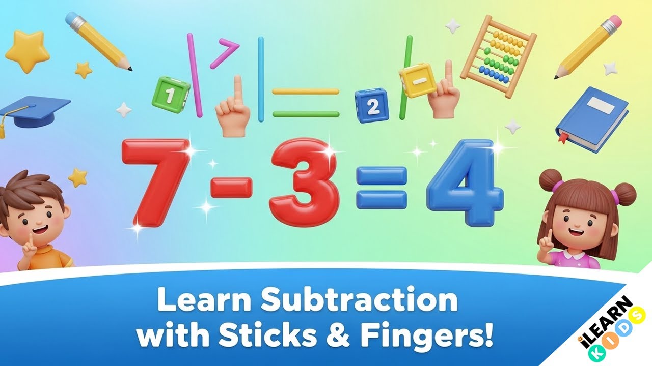 Learn Subtraction with Sticks & Fingers | Fun Counting for Kids