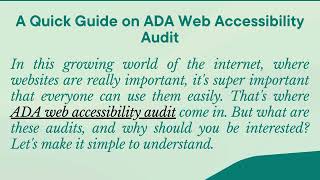 A Quick Guide on ADA Web Accessibility Audit