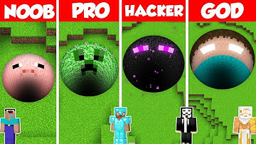 MOB TUNNEL BASE HOUSE BUILD CHALLENGE - Minecraft Battle: NOOB vs PRO vs HACKER vs GOD / Animation