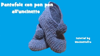 Pantofole Con Pon Pon All Uncinetto Tutorial Youtube