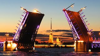 St. Petersburg Bridge Opening During White Night