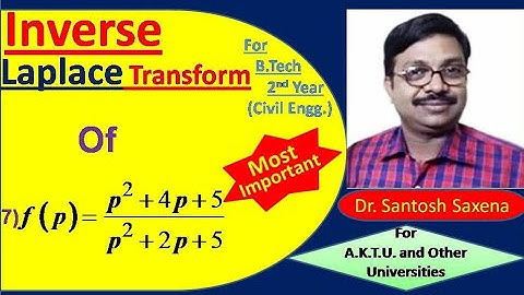 Inverse Laplace Transform - Question 7 (Most Important Question) in Hindi By Dr. Santosh Saxena