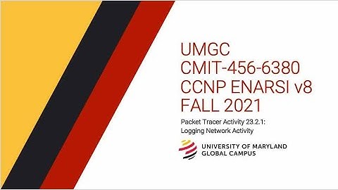 UMGC-Fall 2021 CMIT-456 CCNP ENARSI v8 Packet Tracer Tutorial 23.2.1: Logging Network Activity