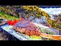 The most delicious tomahawk steak cooked in nature no music only nature and food