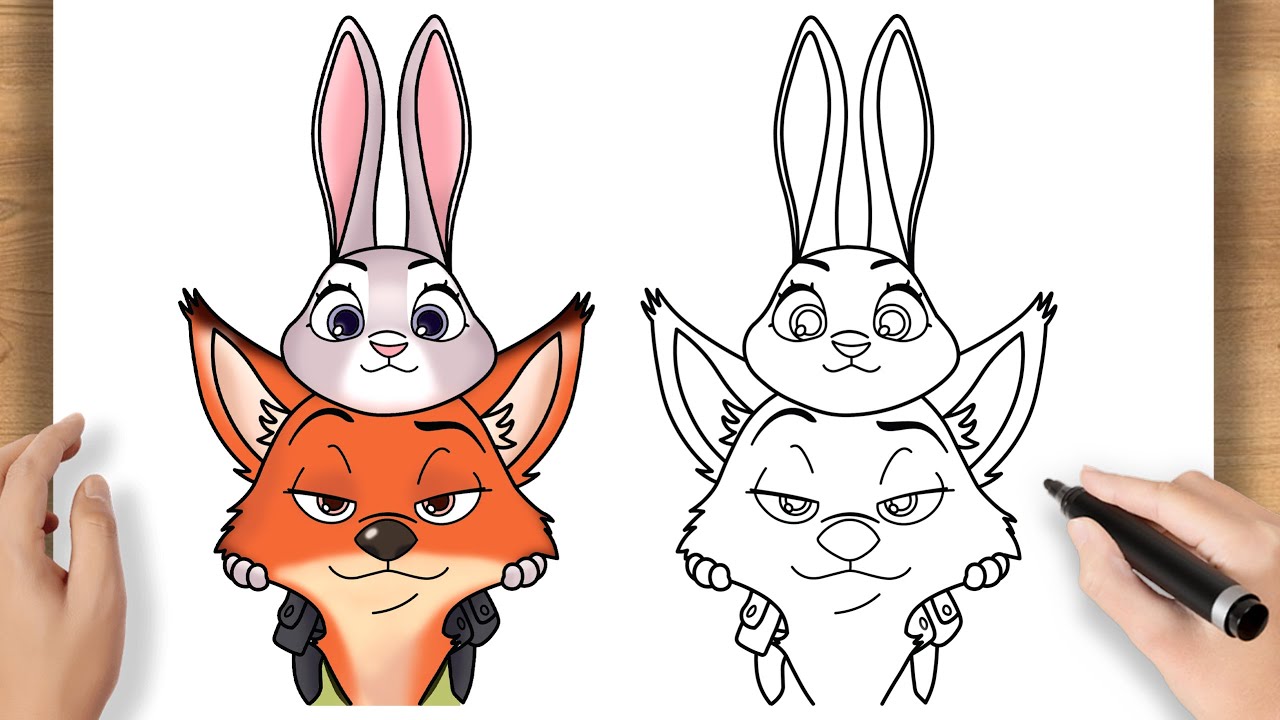 Как легко нарисовать Джуди Хоппс и Ника Уайлда | Зверополис Дисней