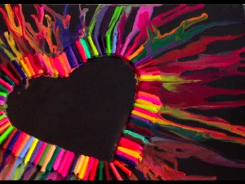 DIY Melted Crayon Heart Art Theeasydiy ArtForTheNonArtist DIY Melted Crayon Heart Art Theeasydiy ArtForTheNonArtist