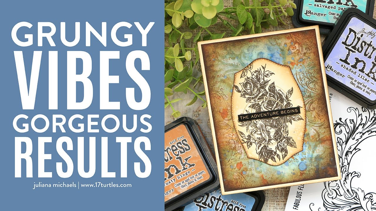 Pretty Grunge in Action: Distress Ink Background + Stamping Effects