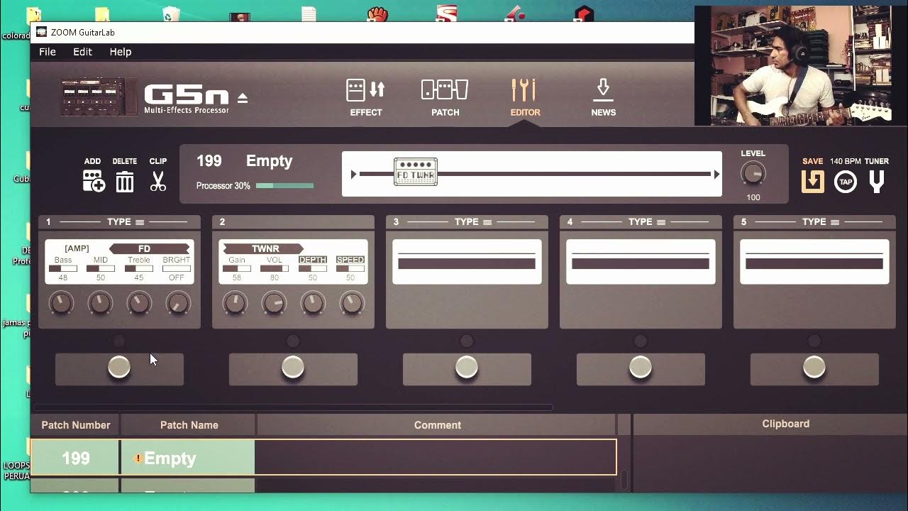 pedalera ZOOM G5n que funciona como interfaz de audio via usb y se