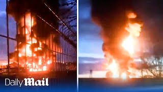 Russia on fire after Ukrainian drones strike energy and industrial plants in Smolensk and Lipetsk by Daily Mail 67,798 views 1 day ago 2 minutes, 3 seconds