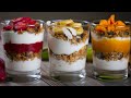 How to make greek yogurt  3 fruit  granola parfait ideas