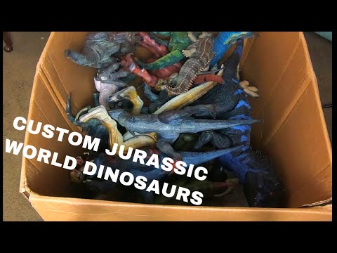 HUGE BOX OF CUSTOM JURASSIC WORLD DINOSAURS! CUSTOM DINOSAUR SHOWCASE