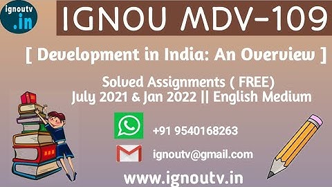 IGNOU MDV-109 Solved Assignment July 2021 & Jan 2022 [FREE] || IGNOU MADVS || IGNOU TV || IGNOU ||
