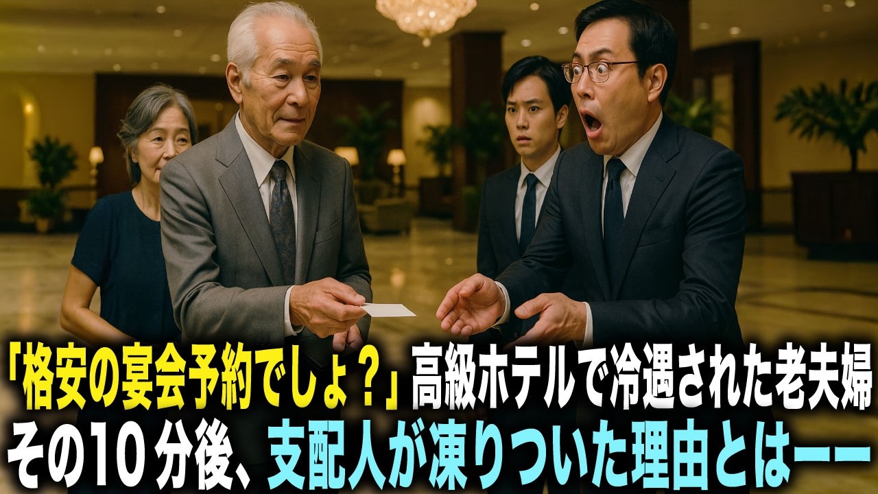 「格安の宴会予約でしょ？」高級ホテルで冷遇された老夫婦。その10分後、支配人が凍りついた理由とは――。