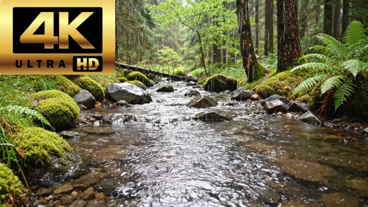 Serene Forest Rain Ambience 🌧️🌲 | 4K Nature Sounds for Sleep, Relaxation & Focus • 1 Hour