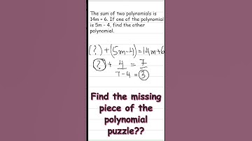 Find the missing piece of this polynomial puzzle?  #ged #algebra #math  #subtractingpolynomials