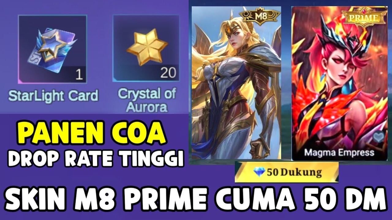 SKIN M8 PRIME FREYA CUMA 50 DIAMOND, FREYA RESMI MENANG & DROP RATE STARLIGHT TINGGI, PANEN COA