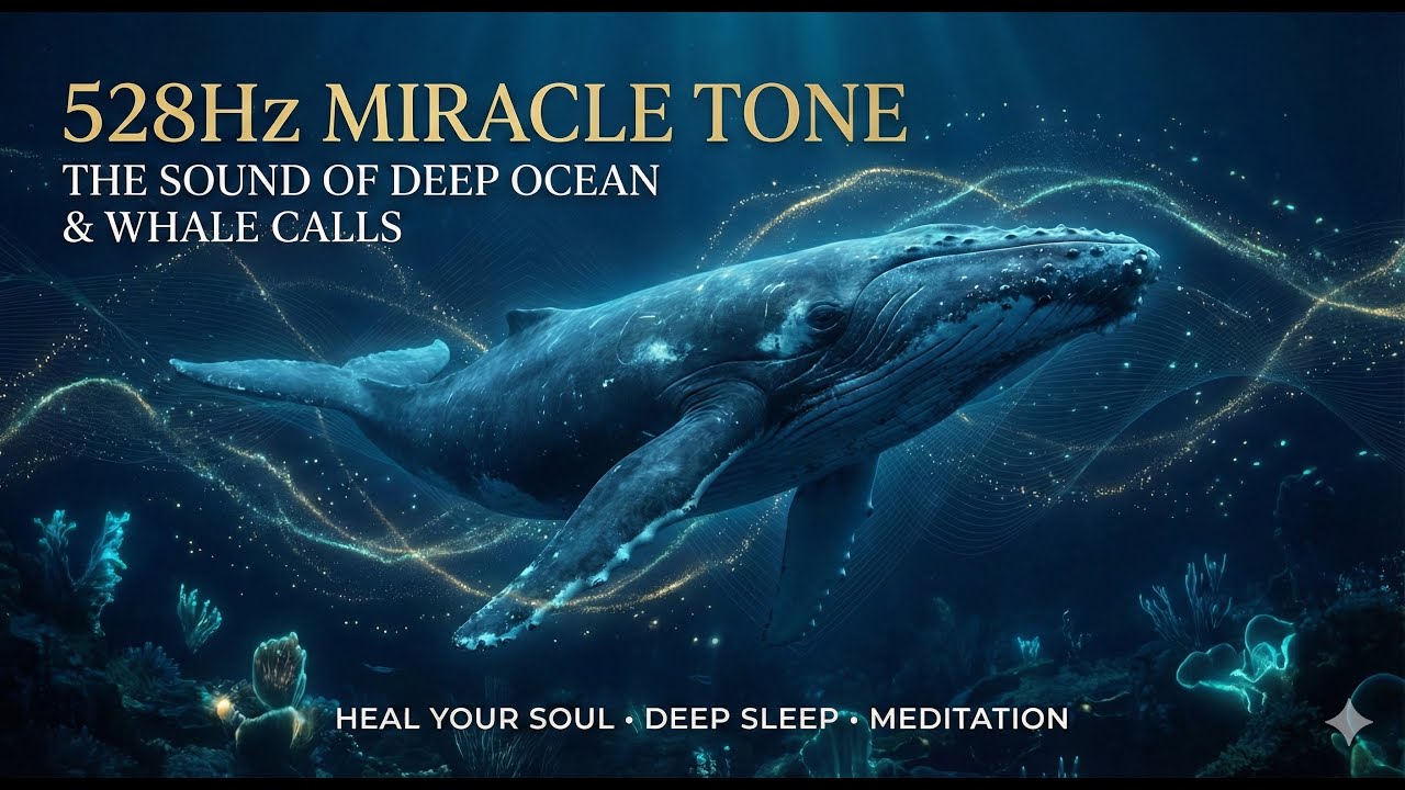 [528Hz] Deep Ocean Whale Sounds for Sleep & Meditation | 심해 고래 울음소리, 깊은 수면과 명상을 위한 치유 주파수