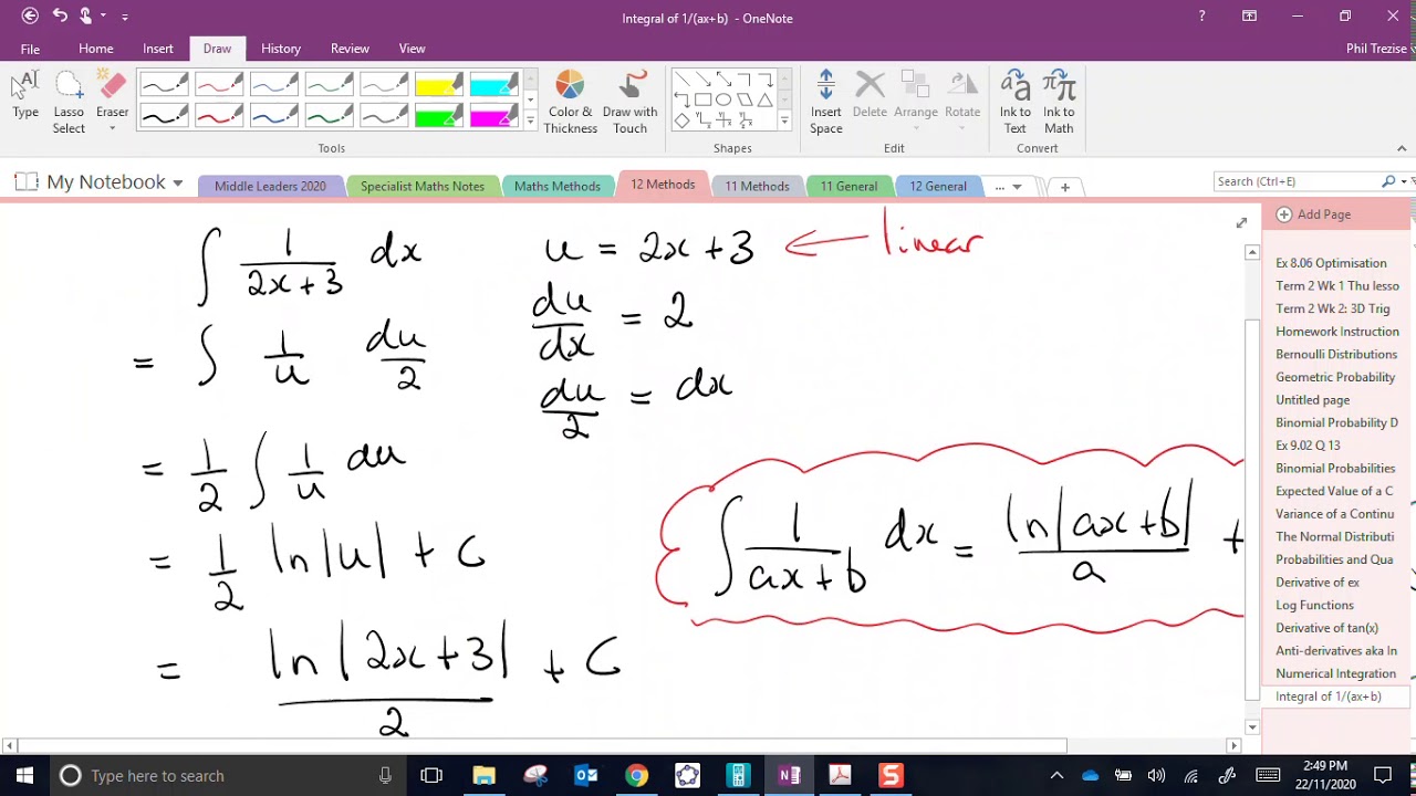 Integral of 1/(ax+b) YouTube