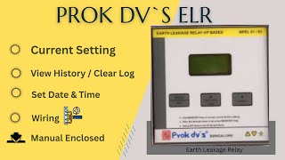 Prok dvs ELR (Earth Fault relay) current setting and wiring ?