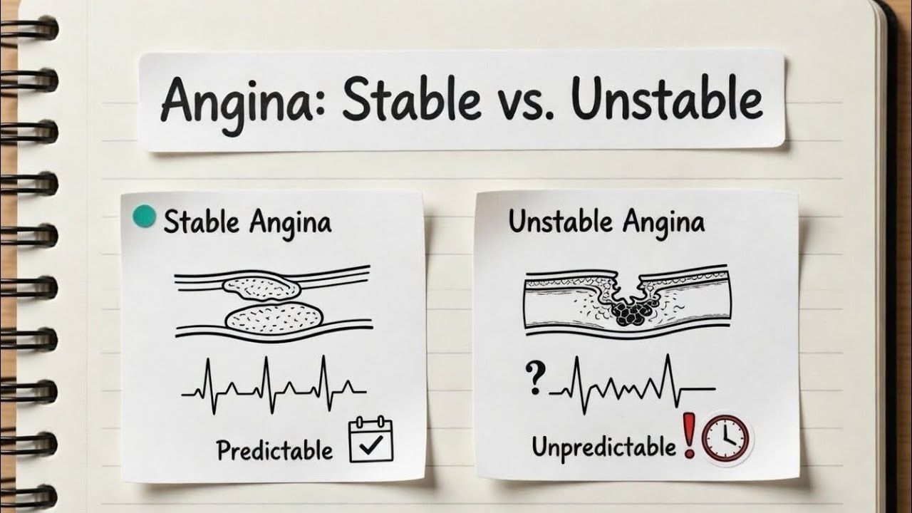 Difference between stable and unstable Angina | Simple explanation 