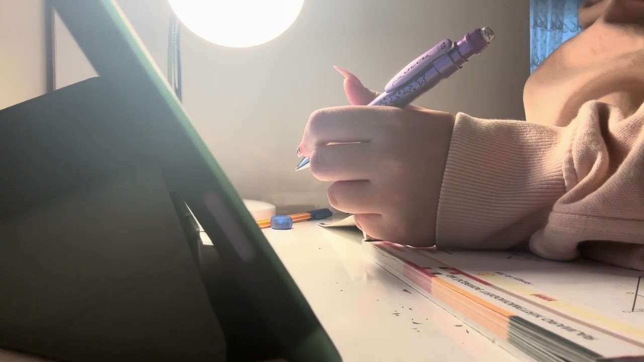 1-Hour Study With Me: Cozy Fireplace sounds & Deep Focus (No Music) | ASMR pen & paper sounds