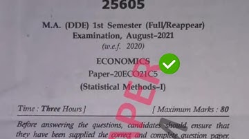 Mdu MA Eco 1st Sem Statistical Methods Question Paper 2021