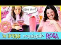 24 HORAS comiendo COMIDA ROSA 💖 Paso UN DÍA entero PROBANDO COMIDA por COLORES 🍧