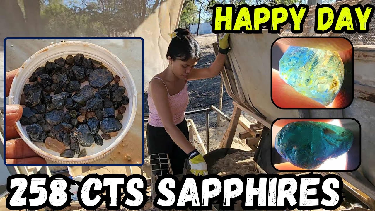 258 cts Sapphires Mined in 1 day💎 Happy Days 😁
