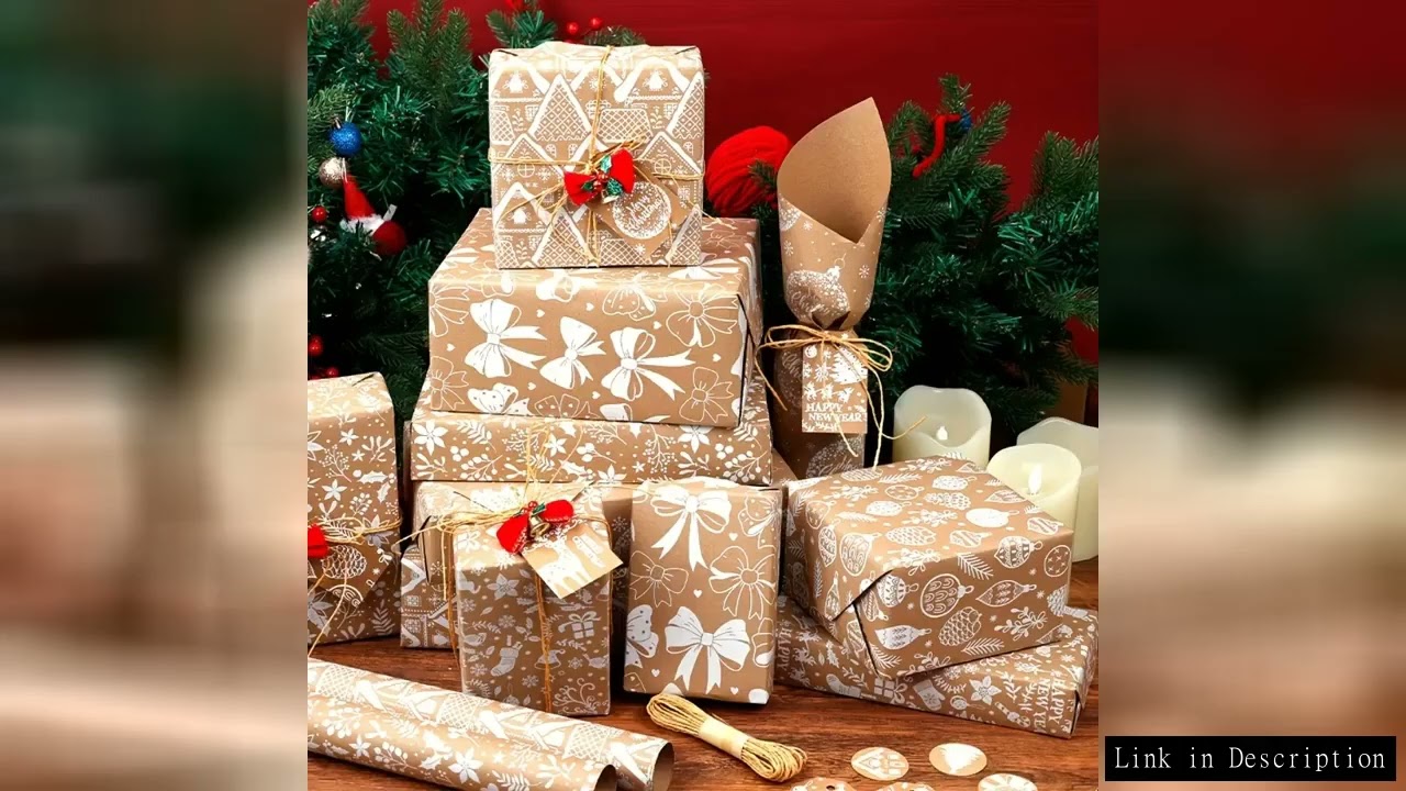 Large Roll Vintage Christmas Wrapping Paper 300x43cm Elegant Christmas Gifts Wrap Paper for Christma