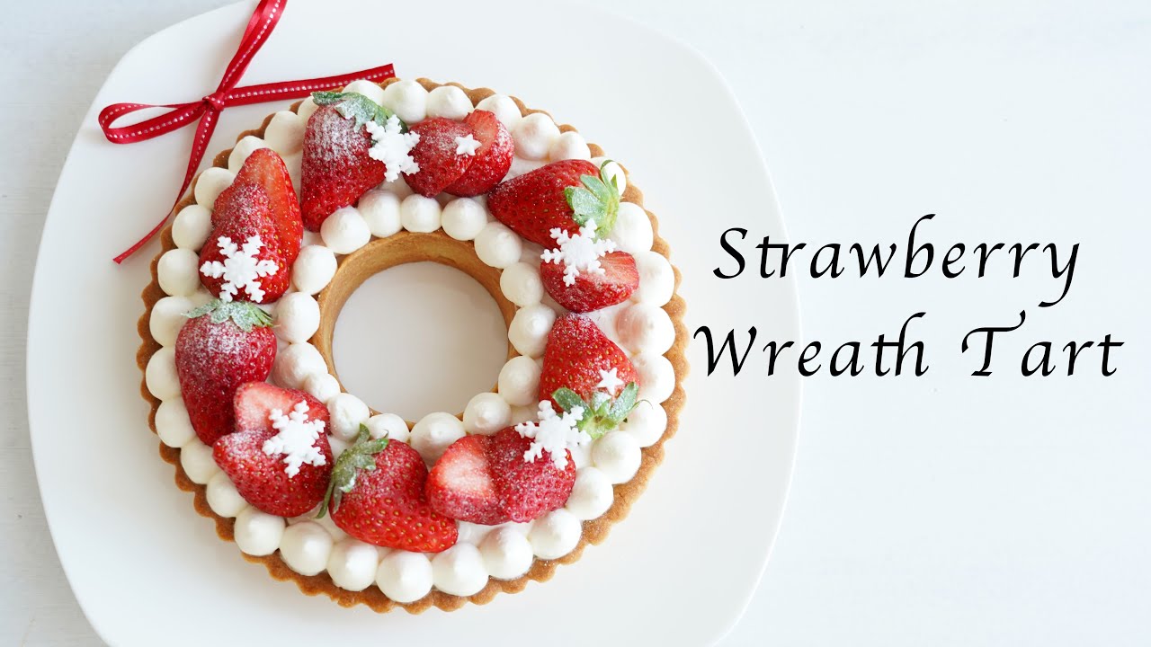 苺の季節に♡いちごのリースタルトの作り方☆断面も可愛い☆ポリ袋で作る簡単な生地と苺レアチーズのシンプルな組み合わせが美味しい! フープロ・タルトストーン不使用・初めてでも簡単!　卵不使用