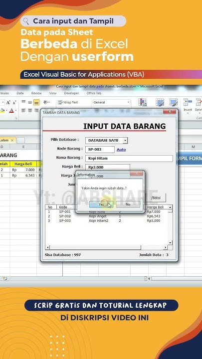Input dan tampil data sheet berbeda diexcel dengan userform | Belajar ...