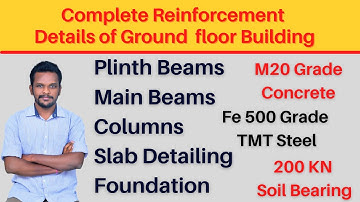 Reinforcement details of Ground floor building - Beams - Columns - Slab - Foundation - civil