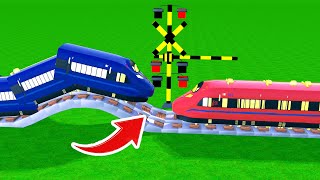 【踏切アニメ】のびる新幹線 2隻の船の間の激しい戦い Railroad Crossing Railway Level🚦 Train Animation