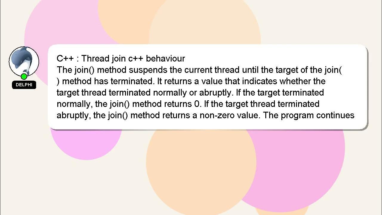 C++ Thread join c++ behaviour YouTube