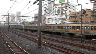 東北線鶯谷・211系2階建てサロ2両通過