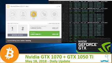 Nicehash Nvidia GTX 1070 + GTX 1050Ti, May 18, 2018 daily payout Update