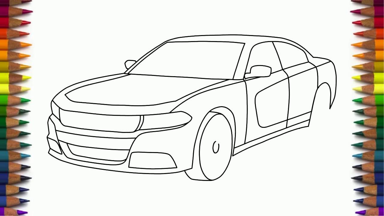 How to draw Dodge Charger RT 2015 step by step easy YouTube