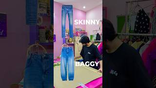 Skinny jeans vs baggy jeans pattern making #shorts #patternmaking