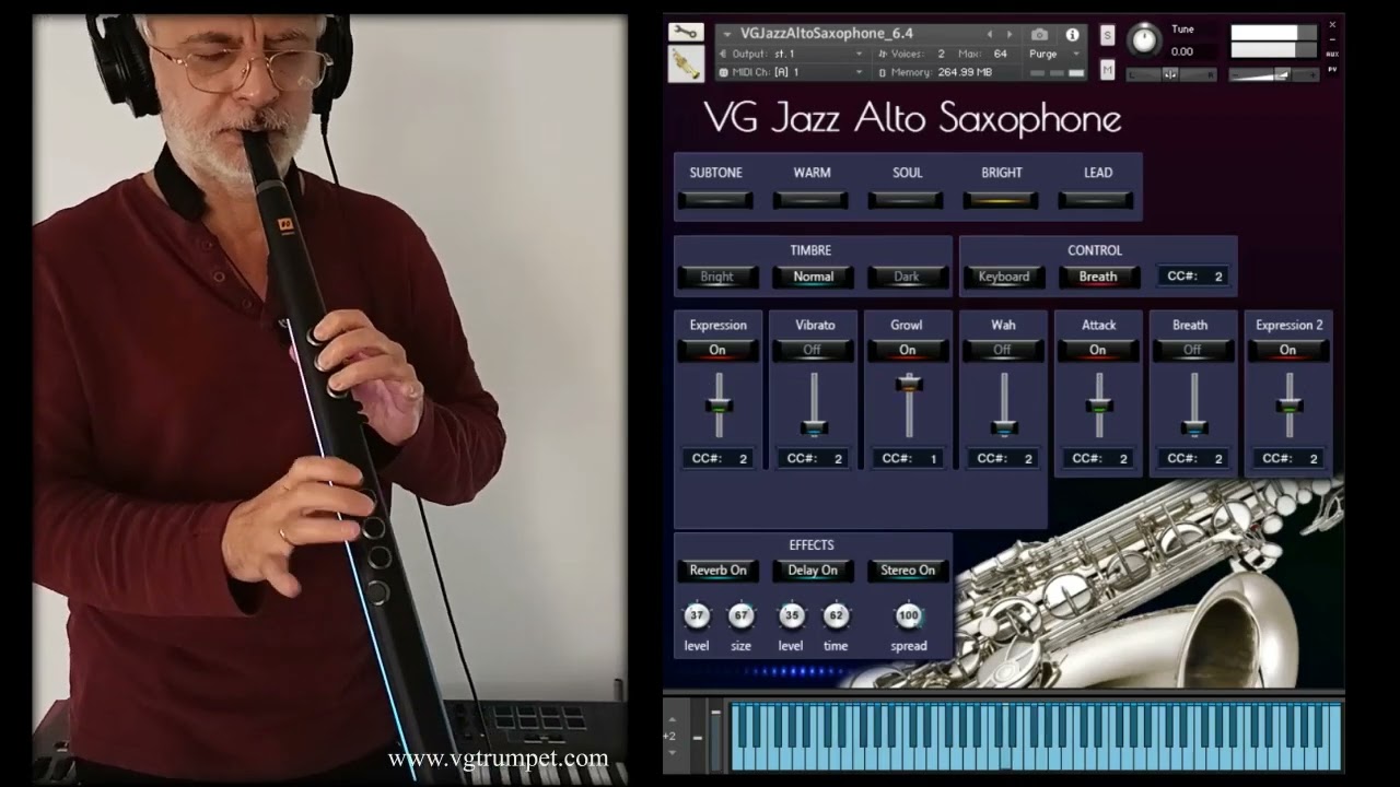 Robkoo Wind Synthesizer R1 and VG Jazz Alto Saxophone NI Kontakt sound library.
