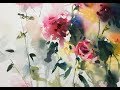 Flowers Watercolor painting fantasy illustration demonstration 2x speed