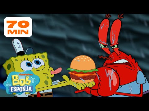 Bob Esponja | 75 MINUTOS de Bob Esponja.. à Noite 🌙 | Bob Esponja em Português