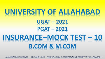 INSURANCE  MCQ PART 10 | UGAT PGAT 2021 |  B.COM - M.COM UNIVERSITY OF ALLAHABAD