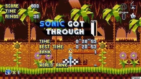 Sonic Mania Plus Encore Green Hill Act 1 Speedrun 28.53 (Sonic)