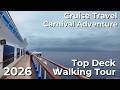 Mystery Island Cruise Top Deck Walk 2026 — Carnival Adventure Deck 15 & 16 Before Port Arrival (4K)