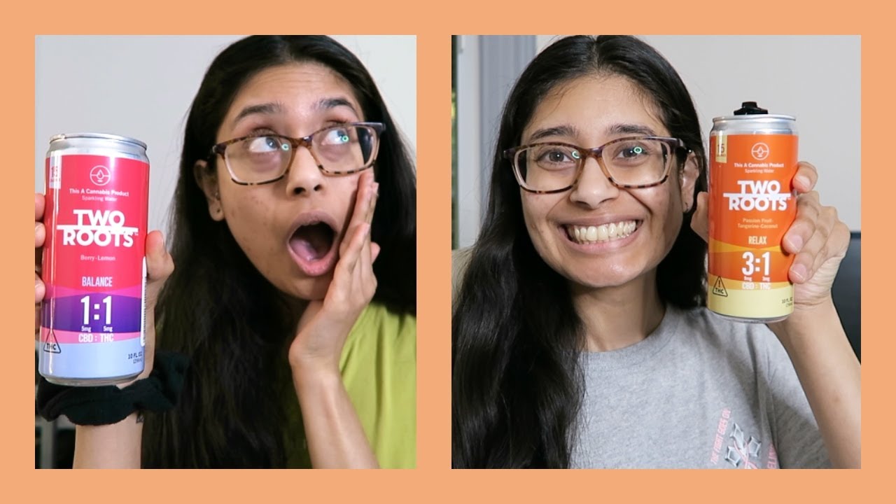 TASTE TESTING TWO ROOTS CANNABIS SPARKLING WATER FOR THE FIRST TIME (is it worth it)| Karina Melissa