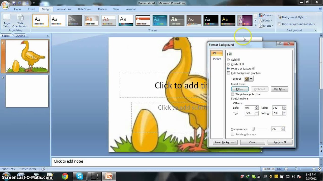 Microsoft Office PowerPoint 2007 đã trở thành công cụ đắc lực của nhiều người trong công việc và học tập hàng ngày. Nhưng bạn đã từng nghĩ đến việc thay đổi nền của PowerPoint để mang lại sự mới mẻ cho bản trình diễn của mình chưa? Hãy cùng xem hướng dẫn bằng hình ảnh để thực hiện điều đó một cách dễ dàng và nhanh chóng.