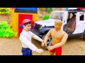 Play with truck toys escape from hand in the cave truck toys story