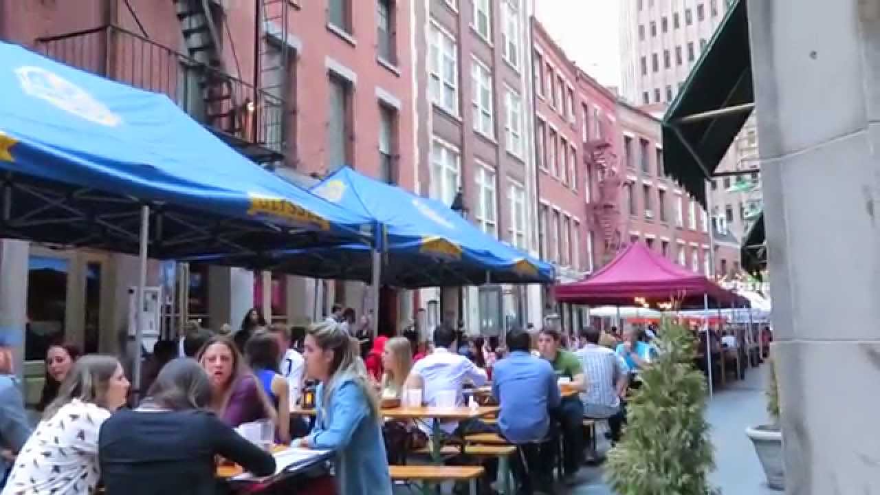 Stone Street Downtown Nyc Beer Garden In An Urban Canyon Youtube