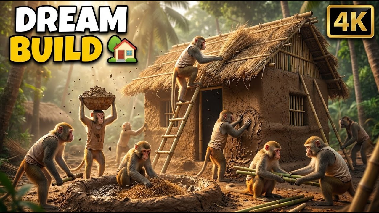 Monkeys Building a Dream Home Together 🏡 | MONKEY VELOG