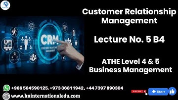 Customer Relationship Management Lecture No. 05 B4 ATHE Level 4 Business Management